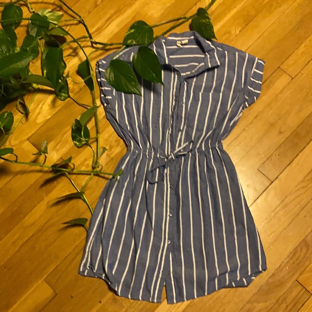 Striped Chambray/Denim-look Dress